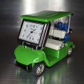 GOLF CART MINIATURE w CLUBS COLLECTIBLE SPORTS MINI DESKTOP CLOCK