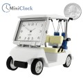 GOLF CART MINIATURE w CLUBS COLLECTIBLE SPORTS MINI DESKTOP CLOCK size