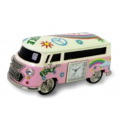 VAN MINIATURE HIPPIE VW STYLE VINTAGE BUS CAMPER COLLECTIBLE MINI CLOCK