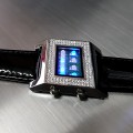 CUSTOM KERALA TRANCE RARE BINARY LED WATCH w/ SWAROVSKI CRYSTALS & CIRCUIT BOARD FACE