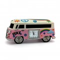 VAN MINIATURE HIPPIE VW STYLE VINTAGE BUS CAMPER COLLECTIBLE MINI CLOCK