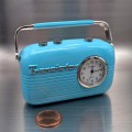 MINI VINTAGE STYLE TRANSISTOR RADIO DESK MINIATURE CLOCK
