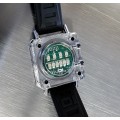 CUSTOM RAZOR BLOCK RARE BINARY LED WATCH w/ CLEAR CUBE CASE  & CIRCUIT BOARD FACE