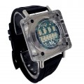 CUSTOM RAZOR BLOCK RARE BINARY LED WATCH w/ CLEAR CUBE CASE  & CIRCUIT BOARD FACE