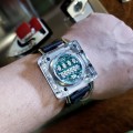 CUSTOM RAZOR BLOCK RARE BINARY LED WATCH w/ CLEAR CUBE CASE  & CIRCUIT BOARD FACE