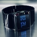 REFLECTION LED WATCH STAINLESS STEEL JAPANESE BLUE DISPLAY ASYMMETRIC DESIGNER WATCHES