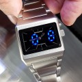 SHADOW WATCH STAINLESS STEEL DUAL TIMEZONE HYBRID ANALOG LED UNISEX JAPANESE WATCHES